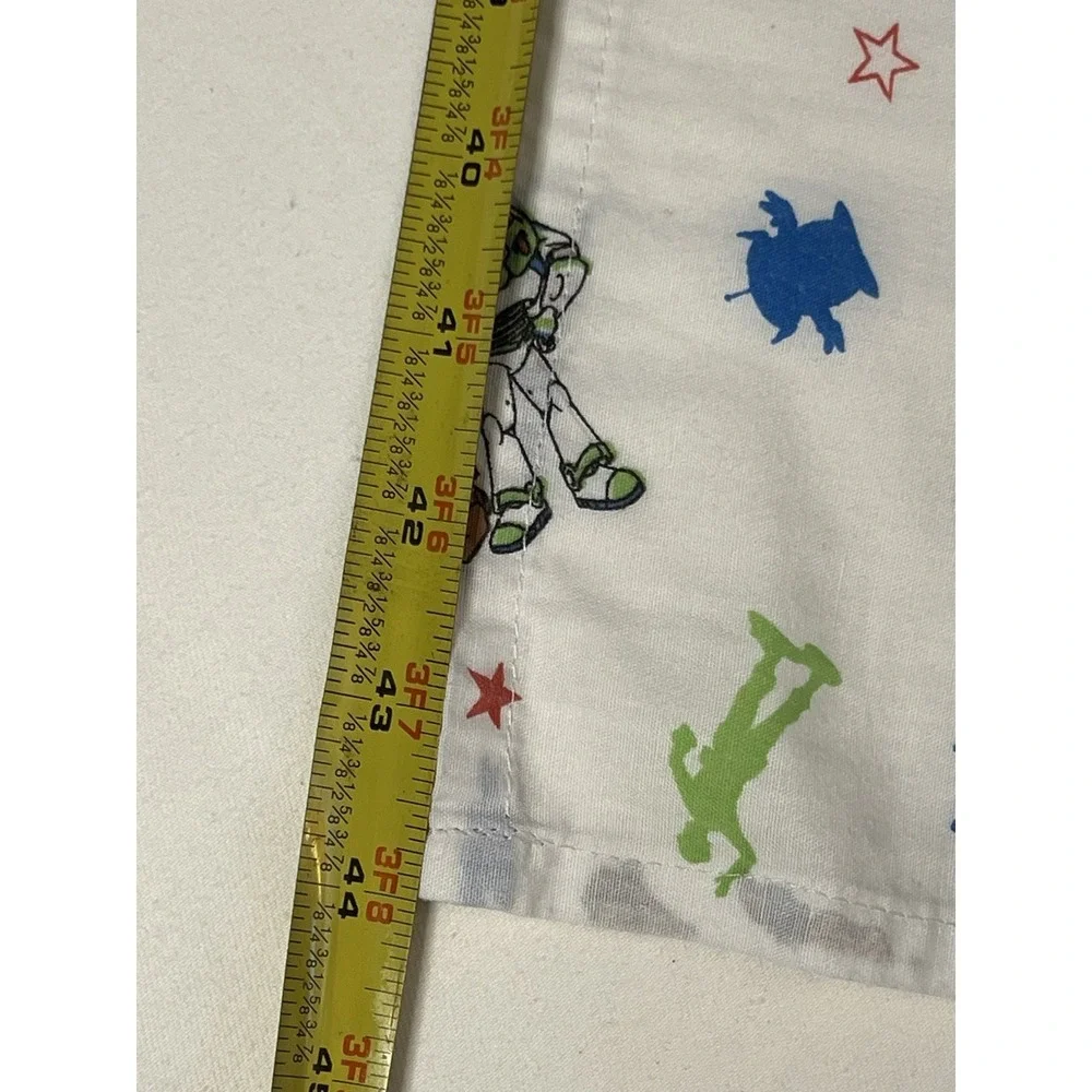 Vintage Disney‎ Pixar TOY STORY Toddler Flat Sheet Andy Buzz Crown Crafts